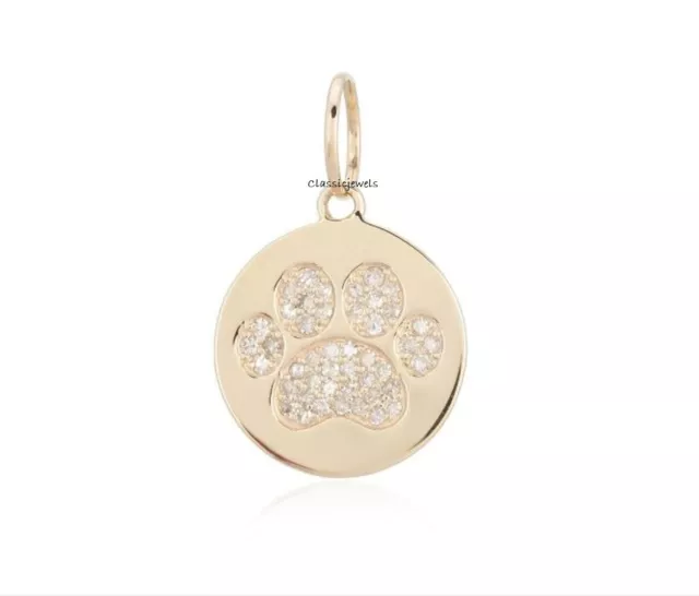 Bonito Pata Estampado Medallón Charm Diseñador 925 Plata Diamante Colgante Charm