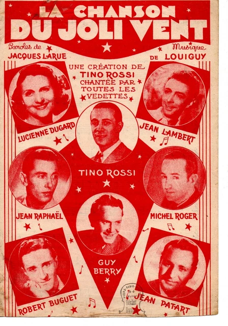 Partition cht acc gt v. 1945 - La chanson du joli vent - valse LOUIGUY T. ROSSI