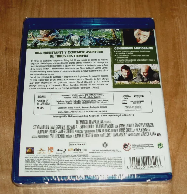 La Gran Evasion Blu-Ray Nuevo Precintado Accion Belico Historico (Sin Abrir) R2 2