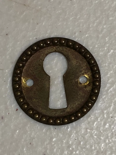 Vintage Old Antique Small Fancy Round Brass Escutcheon Keyhole Key Hole Cover