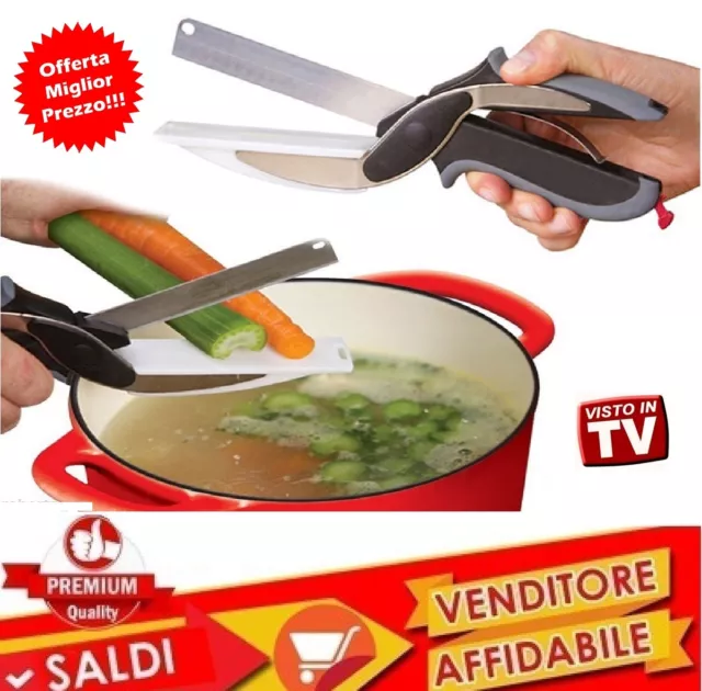 Smart Cutter 2 In 1 Forbici Coltello E Tagliere Da Cucina Affetta Verdure Carne