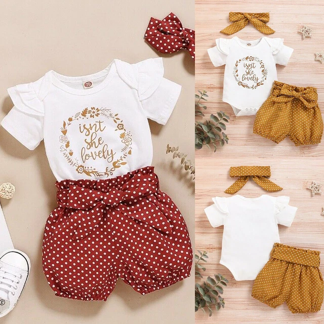 Top con pagliaccio neonata bambina + pantaloncini + fascia 3 pz set abiti