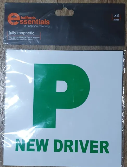 Halfords 2pc New Driver P Plate Fully Magnetic Safety Car Learner Just Passed