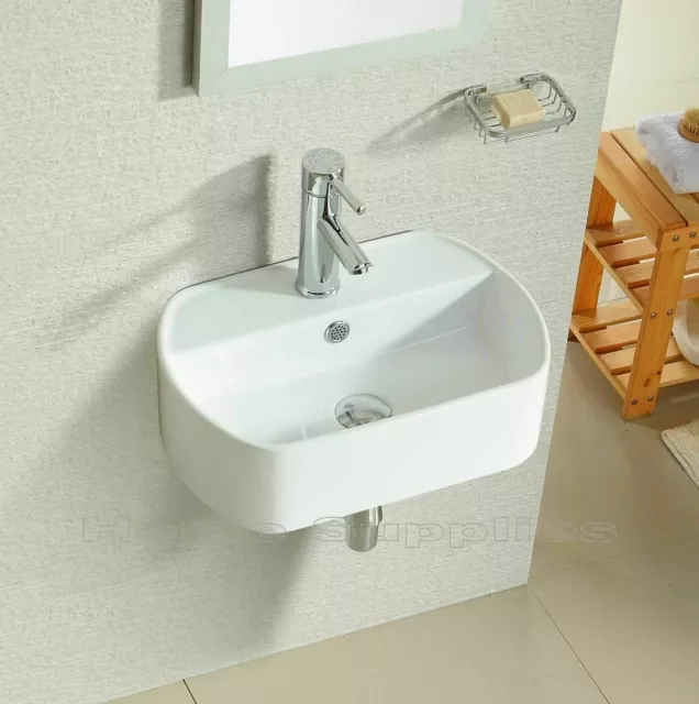 Bathroom Cloakroom Wall Hung / Wall Mounted / Ceramic Basin Sink 460x330x135