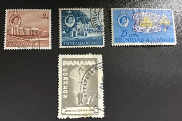 TRINIDAD & TOBAGO  + PANAMA  3 francobolli  usati 1960 - 1964