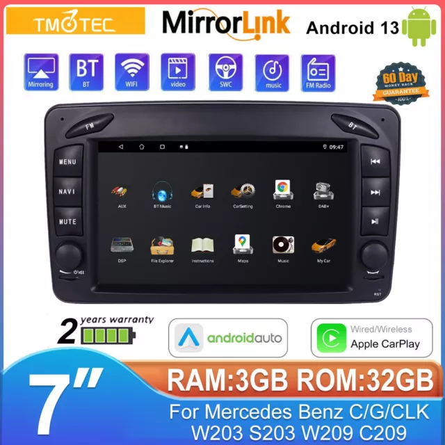 DAB+ ANDROID 13 Car Radio Stereo GPS RDS For Mercedes Benz C Class