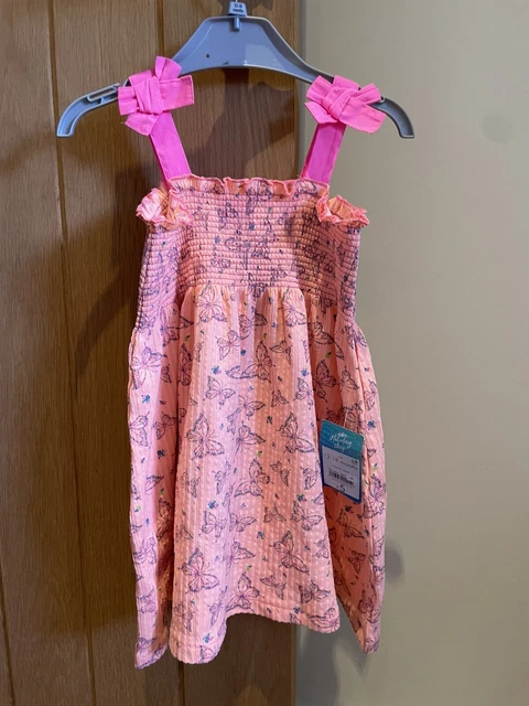 Matalan Baby Girl Orange Butterfly Print Sundress Size 18-24 Months