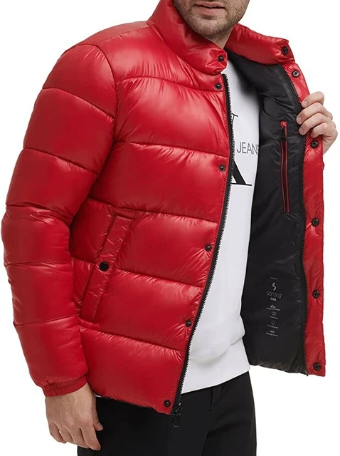 NEW!! Calvin Klein High Shine Puffer Jacket Coat Red Mens Size Large - Reg $250!