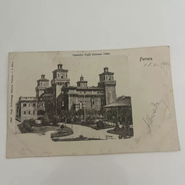 Cartolina Ferrara - Castello Degli Estensi - Viaggiata 1901
