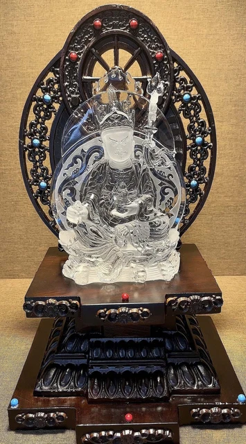 Chinese Exquisite Handmade Bodhisattva Carving Natural Crystal Statue