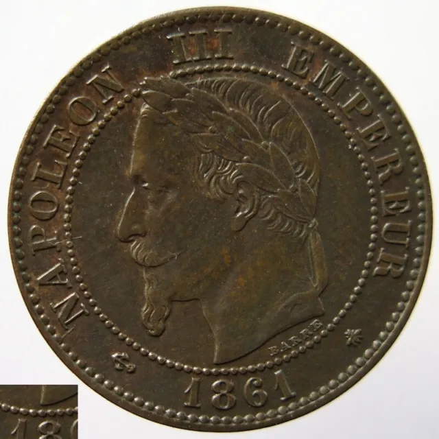 F10802.2 - FRANCE - 2 centimes Napoléon III - 1861 BB - buste provisoire