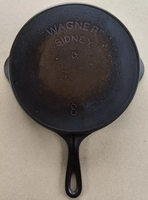 Antique Unique Wagner Ware #8 Cast Iron Skillet Dual Arc Logo Circa 1895-1915