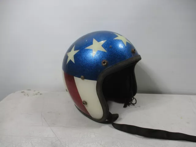 f67) Sz SMALL Stars & Stripes Easy Rider Captain America Motorcycle Helmet AS IS