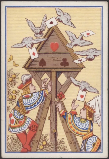 Playing Cards 1 Single Card Old Antique Square Corner ROYAL QUEEN KNAVE Pigeons 3