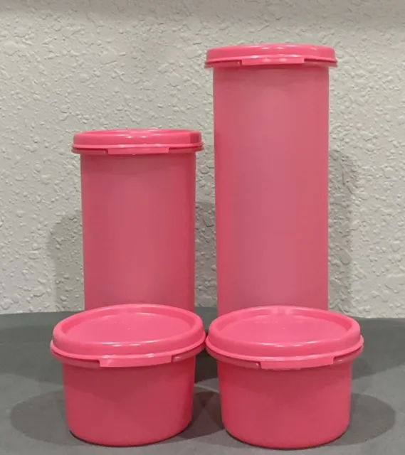 Tupperware Modular Mates Pink Round Set Of 4 Round Containers New