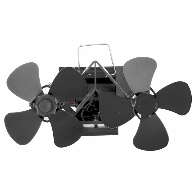 Black Color Wall Mounted Furnace Fan Double Head 8 Blade Fireplace Fan