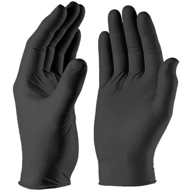 100 DISPOSABLE NITRILE GLOVES POWDER & LATEX FREE BLACK Medical S/M/L/XL 1000 2