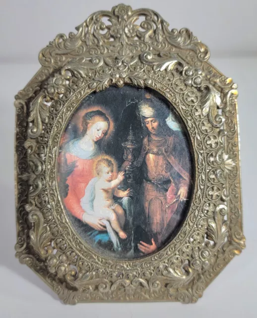 Vintage highly Ornate Silver Toned Photo Frame. c 1930