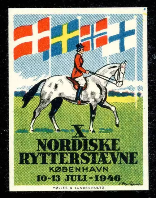 Denmark Poster Stamp - 1946 X Nordiske Rytterstævne - Horse Show