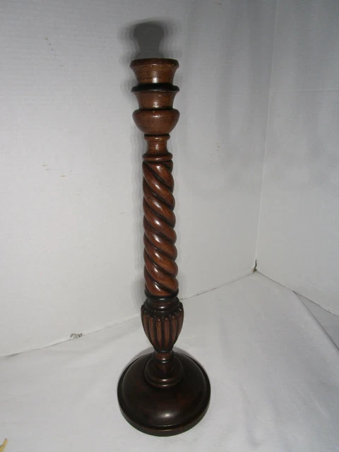 Victorian style Carved solid Wood Barley Twist Candlestick Holder 18" tall