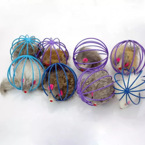 Fun Gift Play Playing Toys False Mouse in Rat Cage Ball For Pet Cat Kitten S~'l