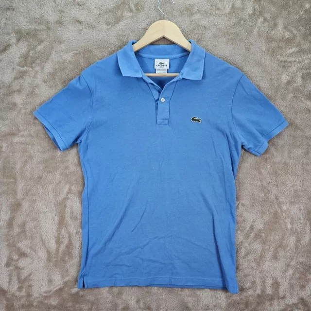 Lacoste Polo Men's Size 4 Slim Fit 100% Cotton Crocodile Logo Blue Short Sleeve