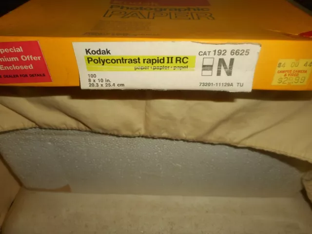 De colección Kodak Polycontrast Rapid II RC N 8x10 60 hojas caja abierta gato 192 6625