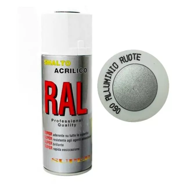 Vernice bomboletta spray alluminio ruote per auto cerchi cerchioni grigio 400ml