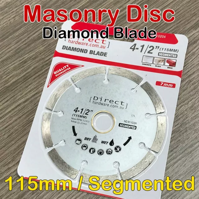 Masonry Grinder Blade Disc - 115mm SEGMENTED Diamond Angle Grinding Dry Cutting