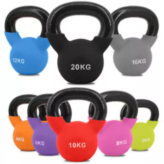 Neoprene Kettlebells 2-24kg Cast Iron Weights Strength Exercise Training Fitness