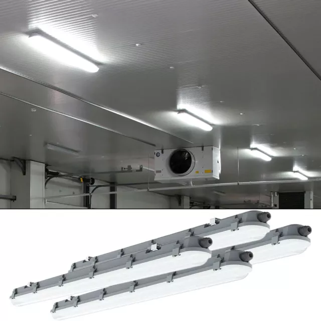 4x LED Techo Lámpara Bañeras Campamento Industria Halls Mojado Espacio Reflector