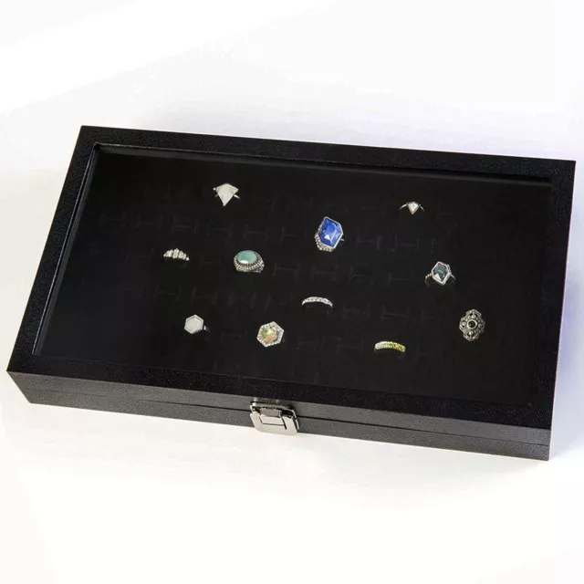 2 in 1 Velvet Jewelry Tray Ring Earring Storage Box Organizer Display  Showcase
