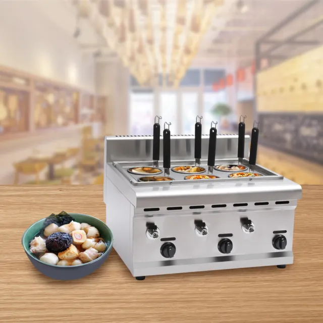 6 Holes Desktop Commercial Noodle Pasta Ramen LPG Propane Gas Cooker &  2 Tanks