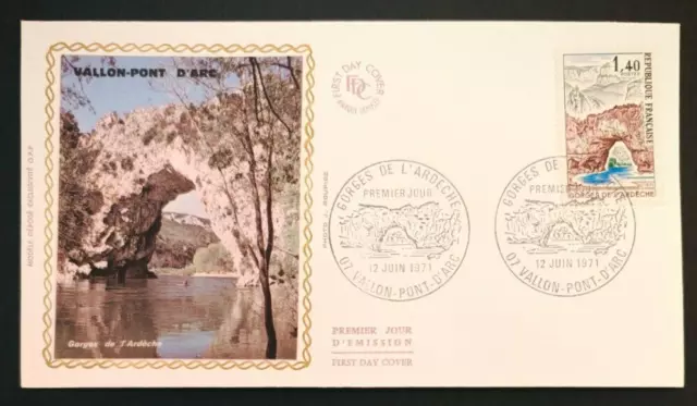 1971 VALLON PONT D' ARC, George de l' Ardeche  ,enveloppe Soie 1er jour fdc