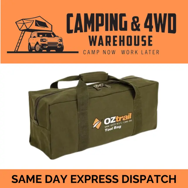 Oztrail Heavy Duty Canvas Tool Bag Camping + Free Carry Bag