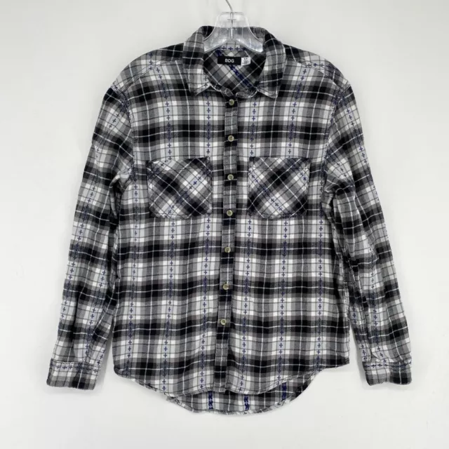 Urban Outfitters BDG Flannel Shirt Top Womens Small Black White Plaid Boho