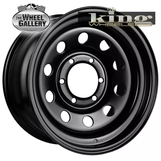 Set of  King Modular 16x8 6/139.7 0P Satin Black Steel Wheels