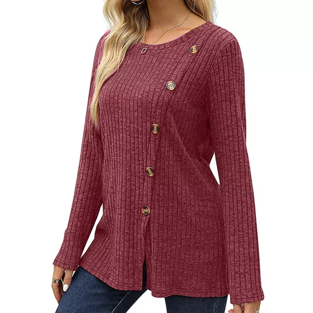 Womens Sweater Single-breasted Knitted Cardigan Long Sleeve Button Top Women Pul 2