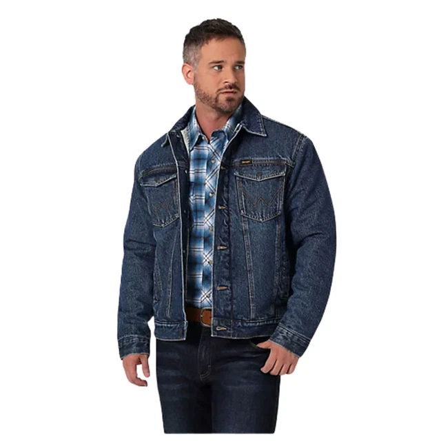 112335737 Wrangler Men's Retro Sherpa Lined Denim Jean Jacket - Blue Indigo NEW