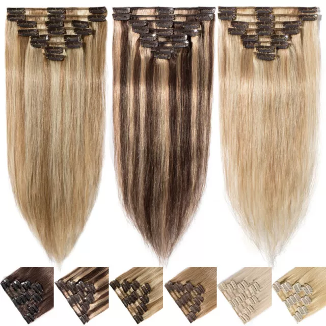 Clip in Hair Extensions Easy DIY Weft Remy Human Hair Extensions Full Head 8PCS