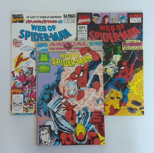 Run Of 3 1989-1991 Marvel Web Of Spider-Man Annual Comics #5-7 VF/NM