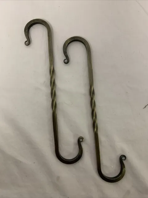 S Hooks Set of 2, 10 Inch hand forged blacksmith twisted s hook campfire pot