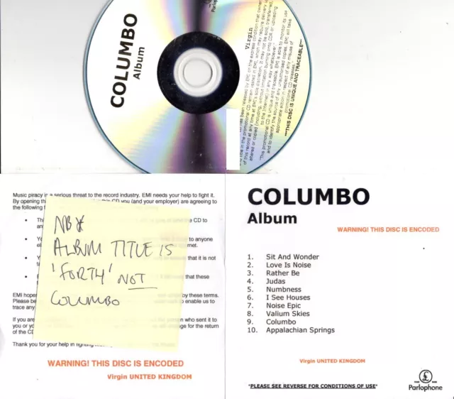 The Verve VERY RARE 10trk PROMO CD ALBUM Forth (under the name COLUMBO)