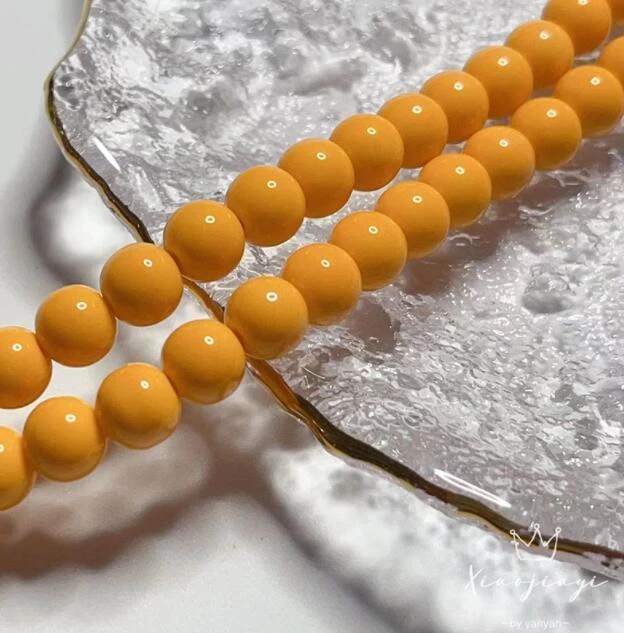 Wholesale 5pcs/package 8mm Glass Porcelain Jade Solid Color Light Beads Bracelet
