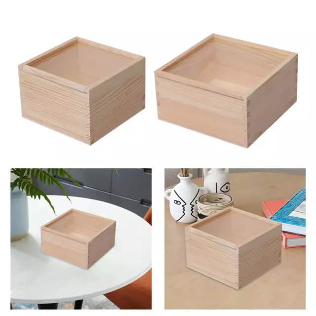 Wooden Box Wood Boxes Decorative Dustproof Jewelry Box Square Keepsake Trinket