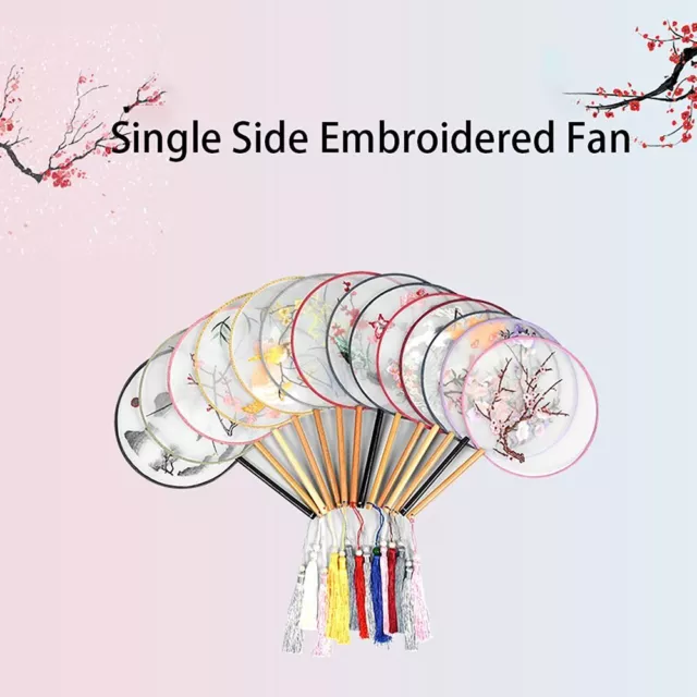Translucent Round Fan with Tassel Craft Fan Classical Handmade Fan  Hanfu