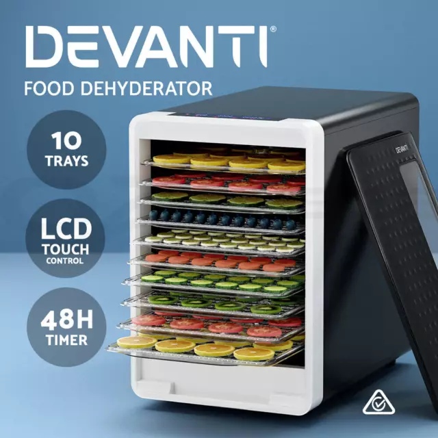 Devanti 10 Trays Food Dehydrator Commercial Fruit Dehydrators Beef Jerky Dryer