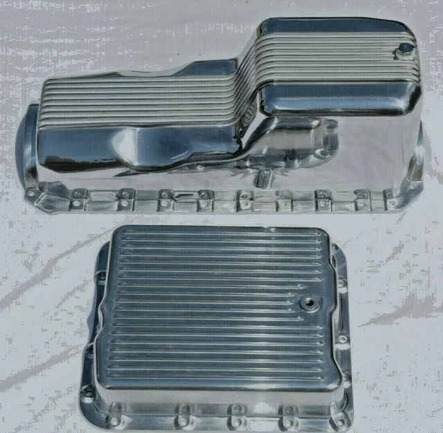 1965-90 Big Block Chevy Finned Aluminum Oil & 700R4 Transmission Pan 396 427 454