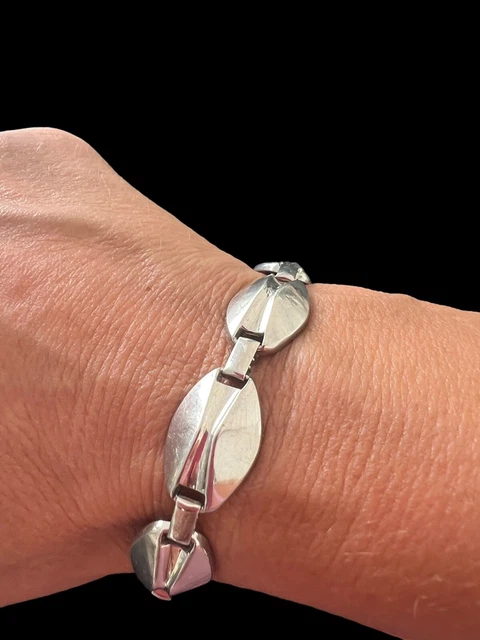 Bracelet Art Déco Ancien - Signé SB En Galalithe - Style Avant-gardiste - Dorure Usée