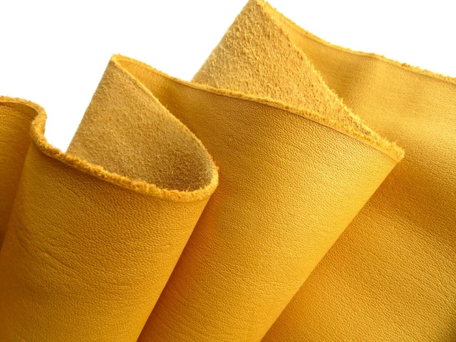 Lederhaut SENF GELB Vintage 115x60 1,0mm Oberleder Blankleder Fell LARP Rind DIY